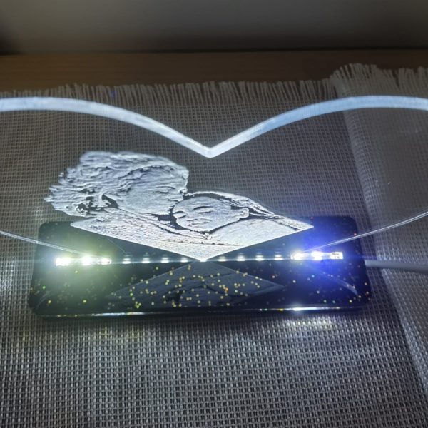 Base LED Coração com Fotogravação