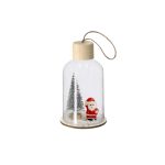 Adorno de Natal em Vidro com Pai Natal e Árvore