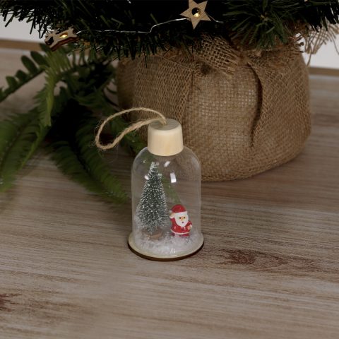 Adorno de Natal em Vidro com Pai Natal e Árvore